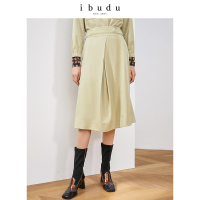 伊布都ibudu2020春季新款高腰腰带修身中半身裙