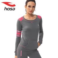 hosa浩沙女瑜伽服上装健身 跑步运动上衣网面长袖套头T恤秋冬新款