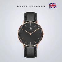 David Solomon手表时尚商务石英男表 黑面咖啡色皮带 40MM