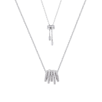 APM MONACO项链女多圈银色新款锁骨链可调节送女友礼物女时尚饰品 AC4693OX