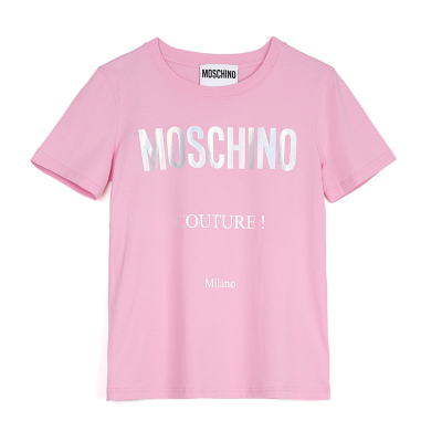 MOSCHINO 莫斯奇诺女士玫粉色棉质炫彩字母T血 J07035540 1222