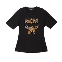 MCM 女士1976系列黑色经典印花T恤夏装女短袖休闲上衣 MFTASMM03B200S
