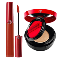 阿玛尼 彩妆礼盒套装(红气垫2# 15g+红管唇釉205# 6.5ml)备注:唇釉23.2效期