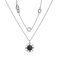 Affiner925纯银项链女黑玛瑙小众设计感吊坠情侣锁骨链送女友礼物