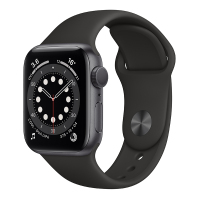 Apple Watch Series 6 44毫米 GPS版 深空灰色铝金属表壳黑色运动表带智能手表/MO0H3CH/A