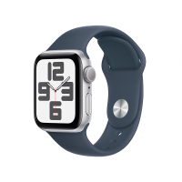 Apple Watch SE GPS 40 毫米银色铝金属表壳 风暴蓝色运动型表带 - M/L MRE23CH/A