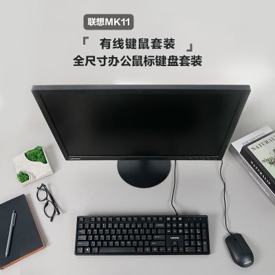 联想(lenovo)MK11有线键鼠套装 键盘 全尺寸 办公鼠标键盘套装 商务电脑键盘笔记本键盘