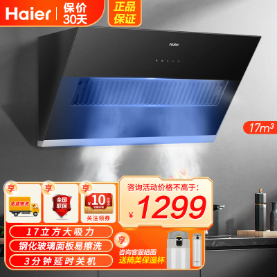 海尔(Haier) 抽油烟机欧式侧吸烟大吸力吸油烟机大吸力家用 3分钟延时关机CXW-219-C1900