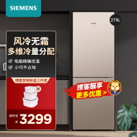 西门子（SIEMENS）279升 双门冰箱 风冷无霜两门冰箱 节能降噪 家用小冰箱 KG29NV230C
