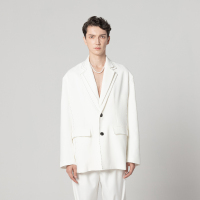 WAOK秀款重光白色西装设计高级感休闲西服男欧美风潮流2022春秋季新款男单西装外套