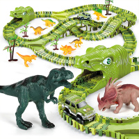 纽奇 儿童玩具恐龙轨道车百变拼装多造型汽车闯关3-6岁男孩玩具 240件套(另配车子*1+树*4+恐龙*8)