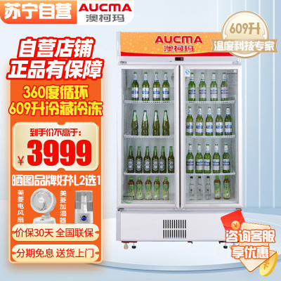 澳柯玛(Aucma)SC-609 609L冷柜商用展示柜立式陈列柜冷藏柜冷藏保鲜柜啤酒饮料柜双开门