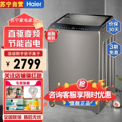 海尔(Haier)XQS100-BZ256洗衣机全自动波轮双动力直驱变频大神童10公斤洗衣机家用大容量节能省电低噪自编程