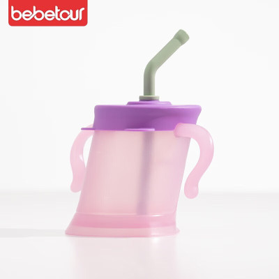 bebetour儿童学饮杯斜口杯早餐牛奶带刻度可加热硅胶宝宝敞口水杯