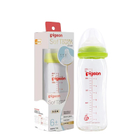 贝亲(Pigeon) 婴儿玻璃奶瓶新生儿宽口奶瓶 宝宝奶瓶进口瓶身PL436绿色240ml带L号奶嘴