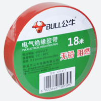 公牛(BULL)电气胶布PVC电工绝缘胶带 阻燃耐低温 红色18米 10只装