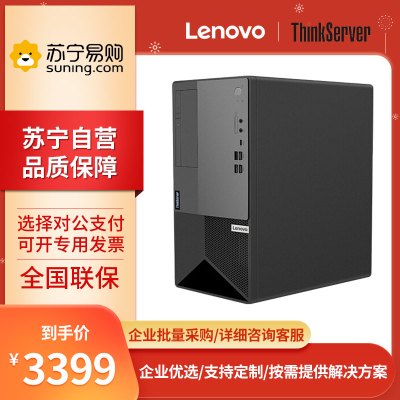 联想Lenovo ThinkServer T100C i3-10100 8G+256G 中小企业商用办公台式电脑主机 财务ERP管理 塔式服务器 定制