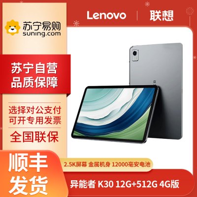 联想(Lenovo)异能者 生态品牌 K30 12G+512G 太空灰 WIFI+4G插卡版 12.6英寸平板电脑 4G通话全网通游戏娱乐TUV爱眼 2.5K IPS屏