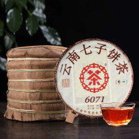 中粮 中茶2019年6071经典普洱茶熟茶饼357g+时怡花语蜂蜜300g*3