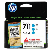 惠普(HP)711原装墨盒 适用于 T120/T520/T530绘图仪打印机 711C墨盒 CZ134A 青色(三只装)