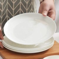 圆形菜盘西餐盘简约陶瓷8寸浅盘凉菜盘套装 10英寸月光盘