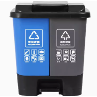 脚踏式组合垃圾筒 可回收加其他 蓝黑色 40L 长42.5CM宽34CM高50.5CM