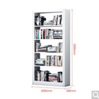 中伟钢制书架学校图书馆书店书籍阅览室单面书架货架白色一列一组五层
