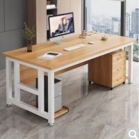 广美 办公桌现代简约带柜电脑桌家用木质桌 [单桌款]浅胡桃色1200*600*750mm