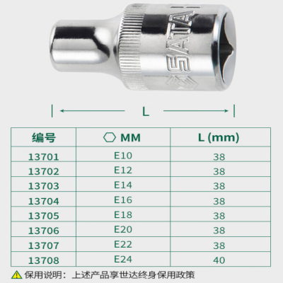 世达 12.5MM系列花形套tong E12 13702