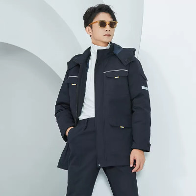 金翼 冬季工作服 JY905纯棉工装制服男棉衣保暖防寒耐磨棉袄羽绒内胆 藏青 定制 45天