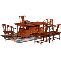 震天下 国标红木刺猬紫檀 红木茶桌椅组合 新中式茶几 木雕花仿古茶台实木家具