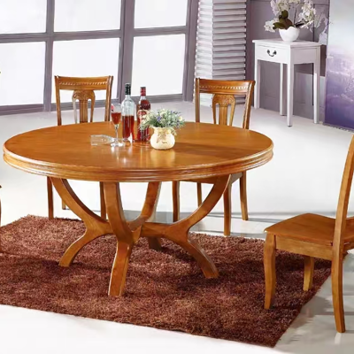 大嘉实木餐桌橡木海棠色1.5米+8张餐椅