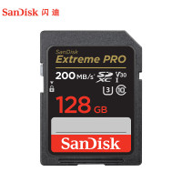 闪迪128GB SD存储卡 U3 C10 V30 4K至尊超极速版数码相机内存卡读速200MB/s 写速90MB/s