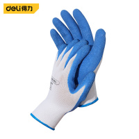 得力(deli)乳胶皱纹涂层手套加厚耐寒耐磨耐油手套L码12双蓝色 DL521033 2包起订