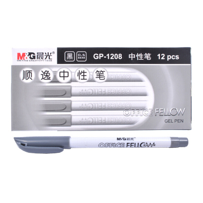 晨光(M&G) 文具 GP-1208 中性笔水笔 0.5mm 顺逸中性笔办公用签字笔 12支装 黑色