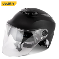 得力(deli)电动车头盔电瓶车机车安全帽四季通用 半盔哑光黑 DL885001