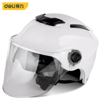 得力(deli)电动车头盔电瓶车机车安全帽四季通用 半盔亮白色 DL885002
