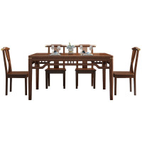 田珍 餐桌 新中式长方形实木餐桌椅组合胡桃木家用饭桌 一桌四椅