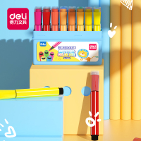 得力(deli)大容量印章可洗水彩笔儿童涂鸦绘画彩笔幼儿涂鸦绘画笔套装宝宝画笔玩具24色/盒70654
