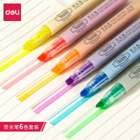 得力(deli) 6色荧光笔 醒目标记笔 手帐可用水性荧光标记笔 S624