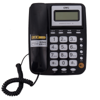 得力(deli)电话机座机 固定电话 办公家用 翻转屏幕 免电池 781黑