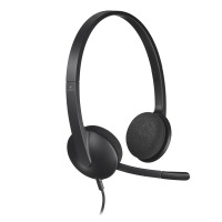 罗技(Logitech)H340 立体声USB耳机耳麦 办公学习视频会议耳机 电脑笔记本耳麦 黑色