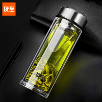 及至 JZ7045 隔热双层玻璃杯直筒形钢本色450ml