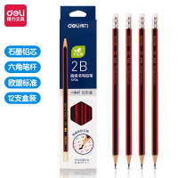 得力(deli)S936铅笔 红色/2B 高级书写铅笔 12支/盒