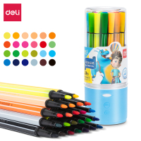 得力(deli)7060-24水彩 粉、蓝/24色 卡通软杆水彩笔 学生儿童绘画涂鸦画笔 单桶