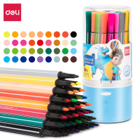得力(deli)7060-36水彩 粉、蓝/36色 卡通软杆水彩笔 学生儿童绘画涂鸦画笔 单桶