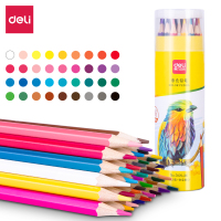 得力(deli)7070-36铅笔 36色 原木六角杆彩色铅笔学生初学者彩绘素描手绘专业学生画笔套装 单桶
