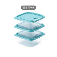 茶花塑料冰箱保鲜盒家用冷冻水果蔬菜专用收纳盒微波炉饭盒食品级 蓝色3个装-460ML 000002