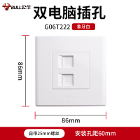 BULL公牛 G06 双电脑 白色 开关插座86型开关 G06白色 两位 电脑