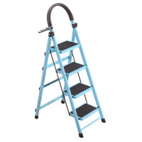勇夺 家用梯子折叠人字梯加厚伸缩梯多功能扶梯铝合金工程梯子装修梯 加厚碳钢七步白